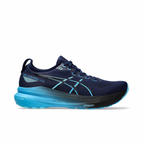 Lateral side of the right shoe from a pair of Asics Men's Gel-Kayano 31 Running Shoes in the Blue Expanse/Digital Aqua colourway (8365840662690)