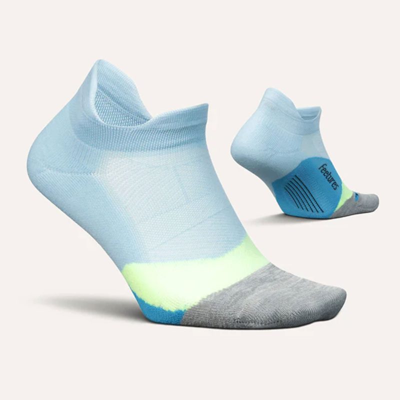 A pair of Unisex Elite Light Cushion No Show Tab running socks in the Blue Crystal colourway (8149358248098)