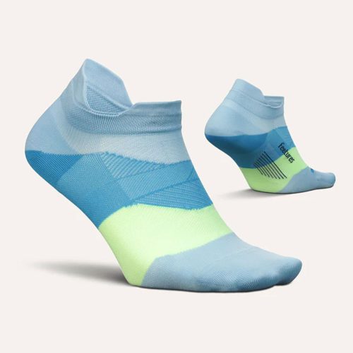 A pair of Unisex Elite Ultra Light No Show Tab running socks in the Blue Crystal colourway (8149330493602)