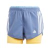 Front view of a pair of adidas Women's Own The Run 3-Stripes 2-In-1 Shorts in the Preloved Ink colourway (8312042225826)