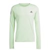 Front view of an adidas Men's Adizero Running Long Sleeve Top in the Semi Green Spark/Aurora Black colourway (8312060969122)