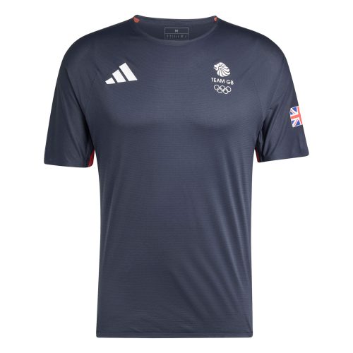 Front view of an adidas Men's Team GB Adizero Running T-Shirt in the Legend Ink colourway (8324017553570)