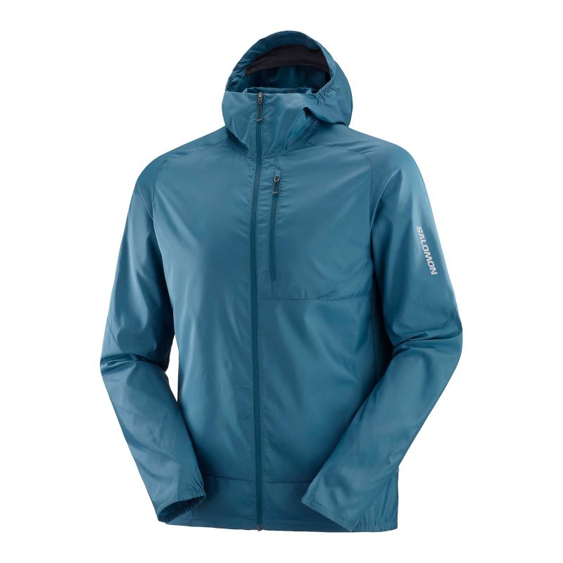 Front view of a Salomon Men's Cross Wind Jacket in the Deep Dive colourway (8157819568290)