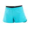 Front view of a pair of Salomon Women's Cross 3" Shorts in the Peacock Blue colourway. (8157893197986)