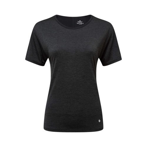 Front view of Ronhill Women's Tech Glide S/S Running Tee in black. (7744876183714)