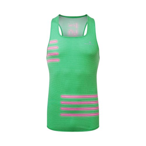 Front view of Ronhill Men's Tech Golden Hour Running Vest in green. (7744537002146)