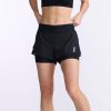 Front view of women's 2xu aero 2in1 4 inch short in black (7511225041058)