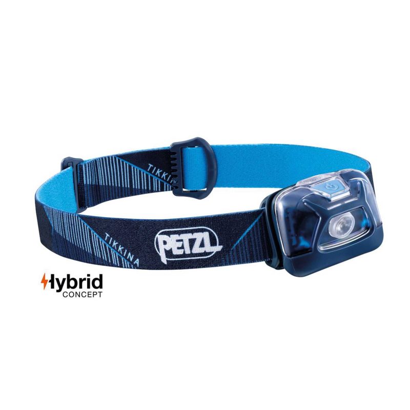 Front view of unisex petzl tikkina 250 lumens head torch (7055126364322)